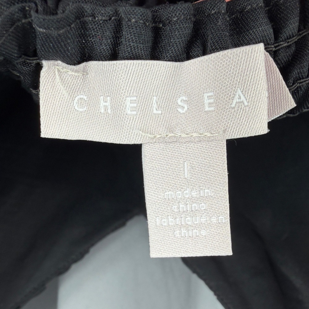 Chelsea 28 Dress Size Large Black Ruffle V-Neck Smocked Tiered Maxi Linen Blend - Picture 8 of 9